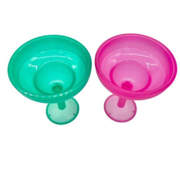 Frozen Liquid Margarita Glasses Set Of 2 13.5 Oz Pink and Green Freeze First - Picture 2 of 6